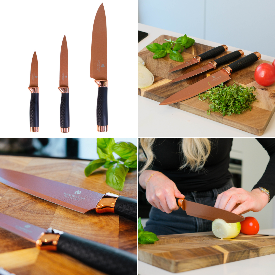 Knivsett Rosegull 3 Deler | Scandinavian Collection
