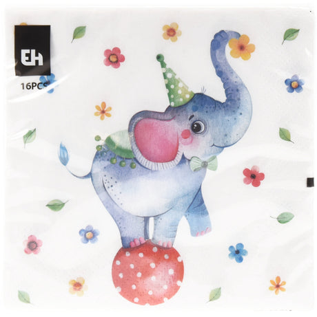 Napkins 16pk 33x33cm Elephant/Balloons