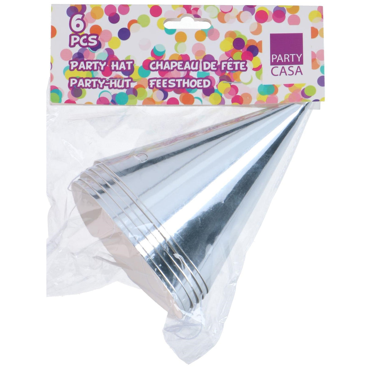 Party Hats 6pk Gold/Silver Metallic