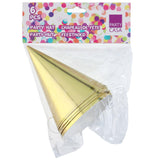 Party Hats 6pk Gold/Silver Metallic