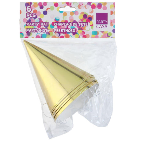 Partyhatter 6pk Gull/Sølv Metallic