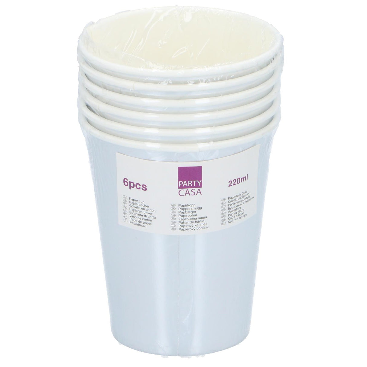 Party Cups Cardboard 6pk 23cm Gold/Silver Metallic