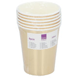 Party Cups Cardboard 6pk 23cm Gold/Silver Metallic