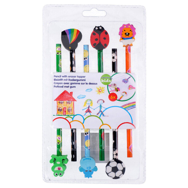 Pencils with eraser 6pk | 2 ass