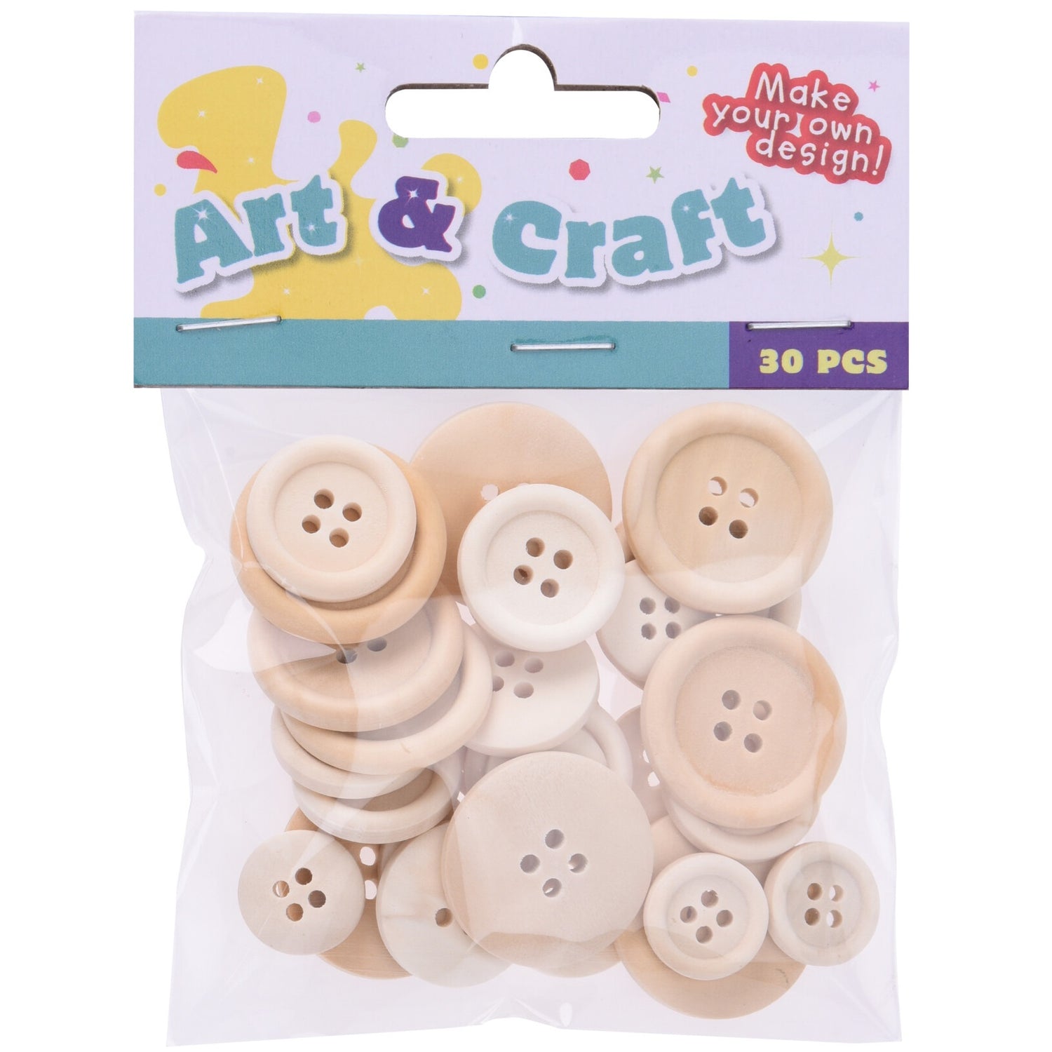 Round Wooden Buttons Mix 30pk | 2asks
