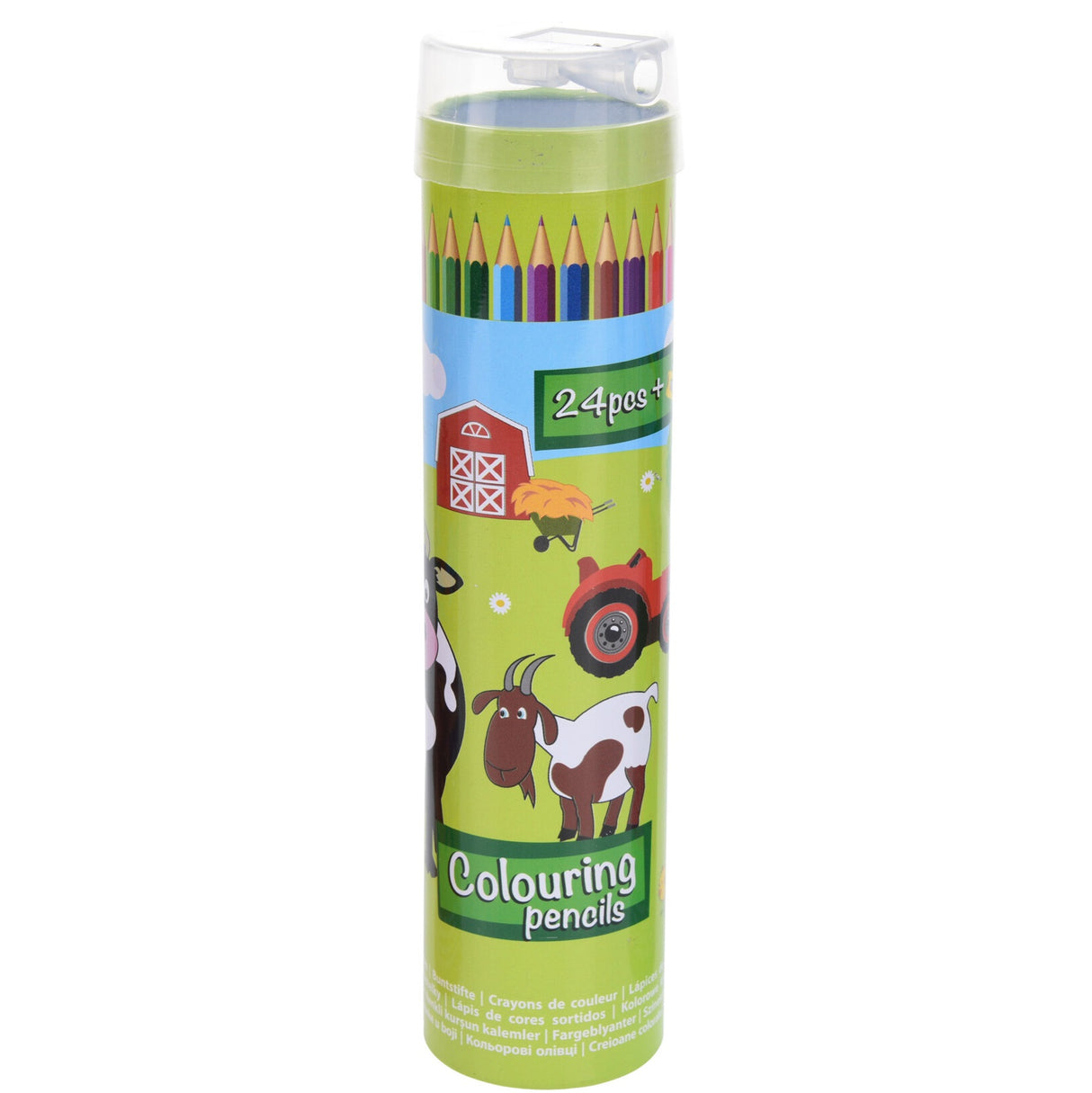 Colored pencils in container with sharpeners 24pcs