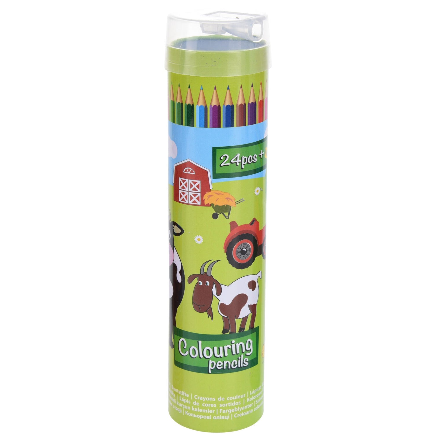 Colored pencils in container with sharpeners 24pcs