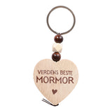 Keychain with wooden heart | World's best mom, dad and others.
