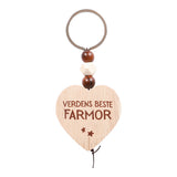 Keychain with wooden heart | World's best mom, dad and others.