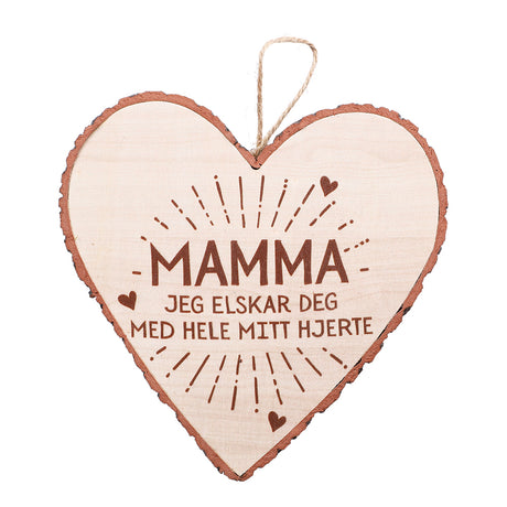 Personlig gave - Hjerteformet Treskilt for vegg og kommode