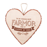 Personlig gave - Hjerteformet Treskilt for vegg og kommode