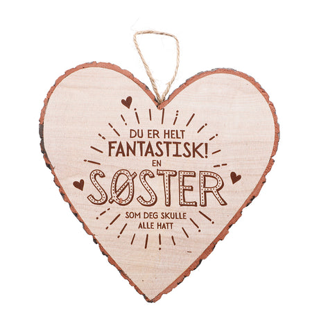 Personlig gave - Hjerteformet Treskilt for vegg og kommode