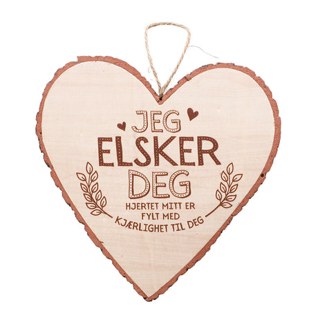 Personlig gave - Hjerteformet Treskilt for vegg og kommode