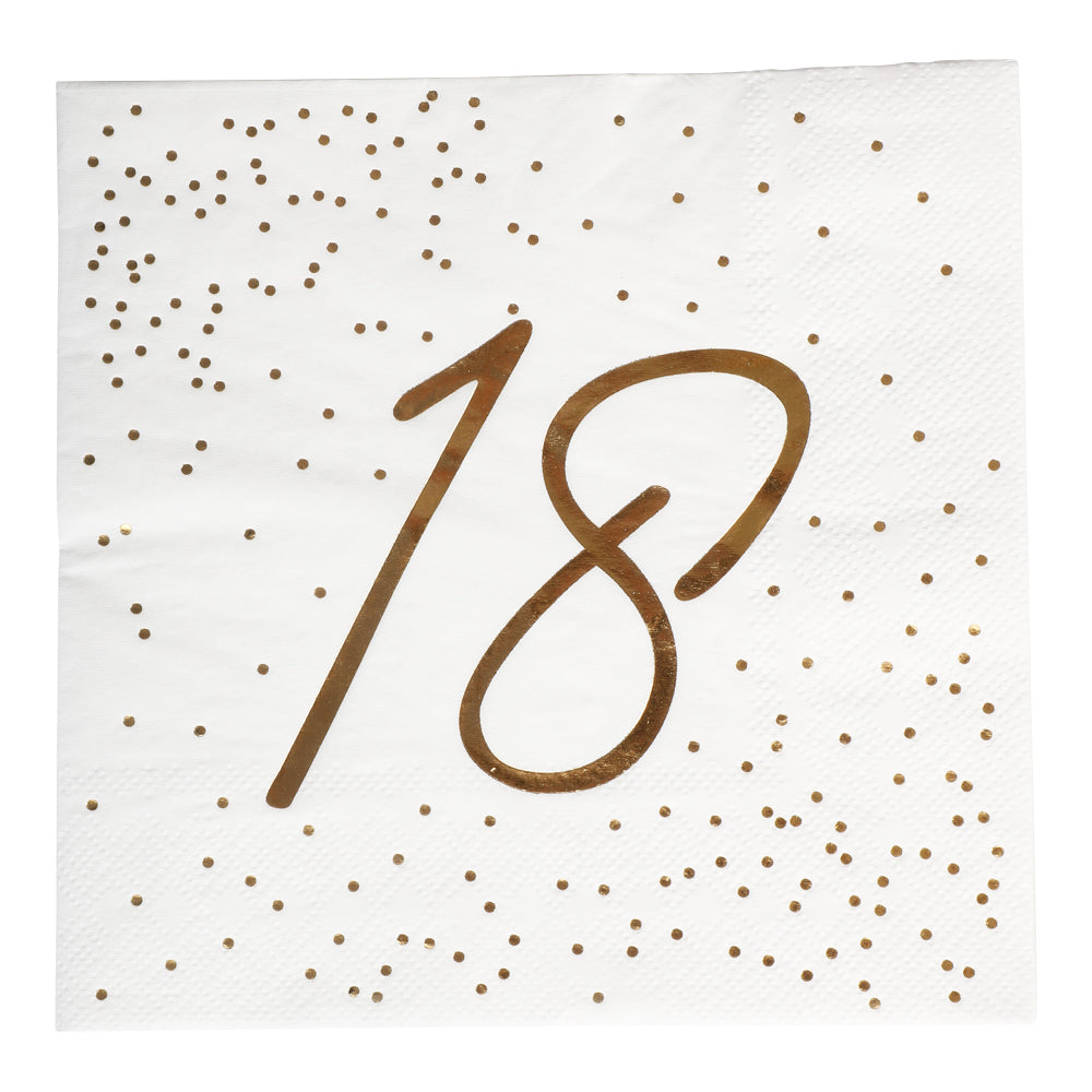 Napkins Gold Foil | 18, 20, 30, 40, 50, 60 and 70 - anniversary | 33x33 cm | 16 - pack