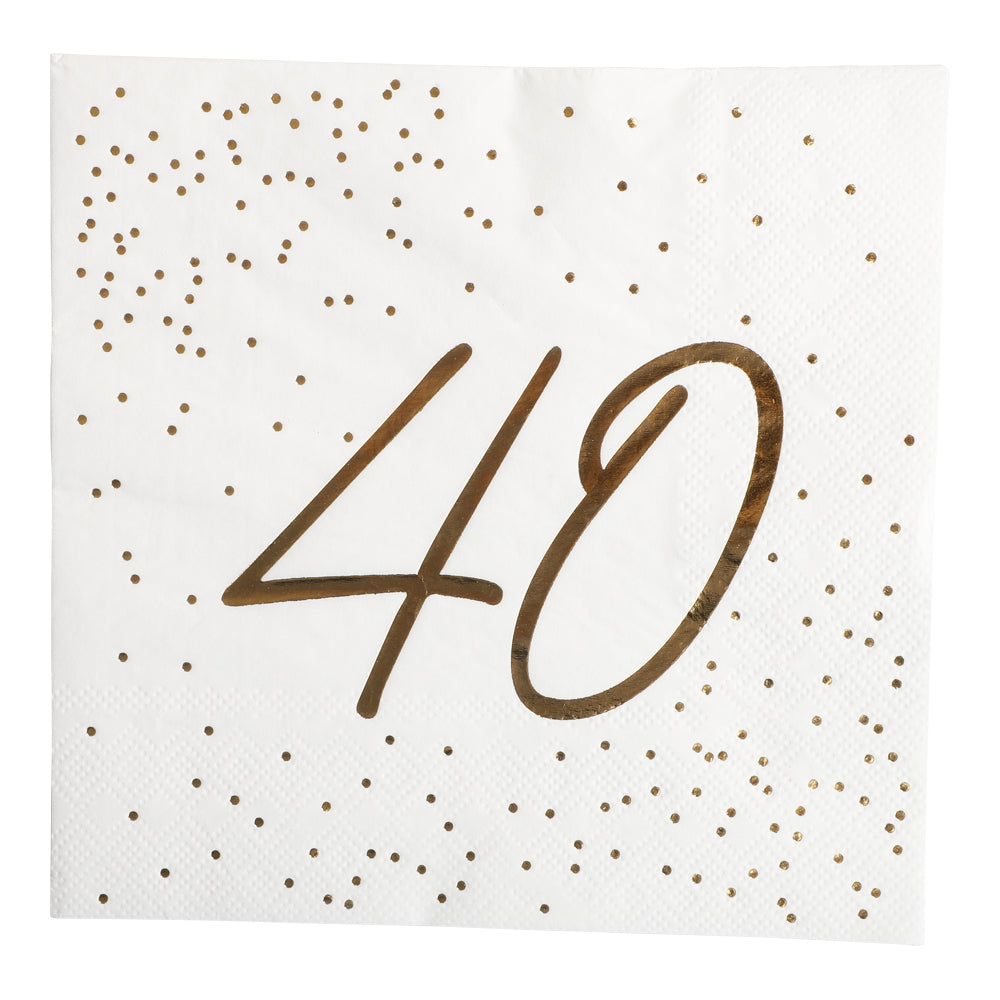 Napkins Gold Foil | 18, 20, 30, 40, 50, 60 and 70 - anniversary | 33x33 cm | 16 - pack