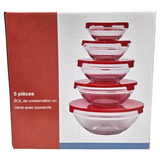 Glassboller med lokk 5pk | Oppbevaring og servering | 3 ass farger
