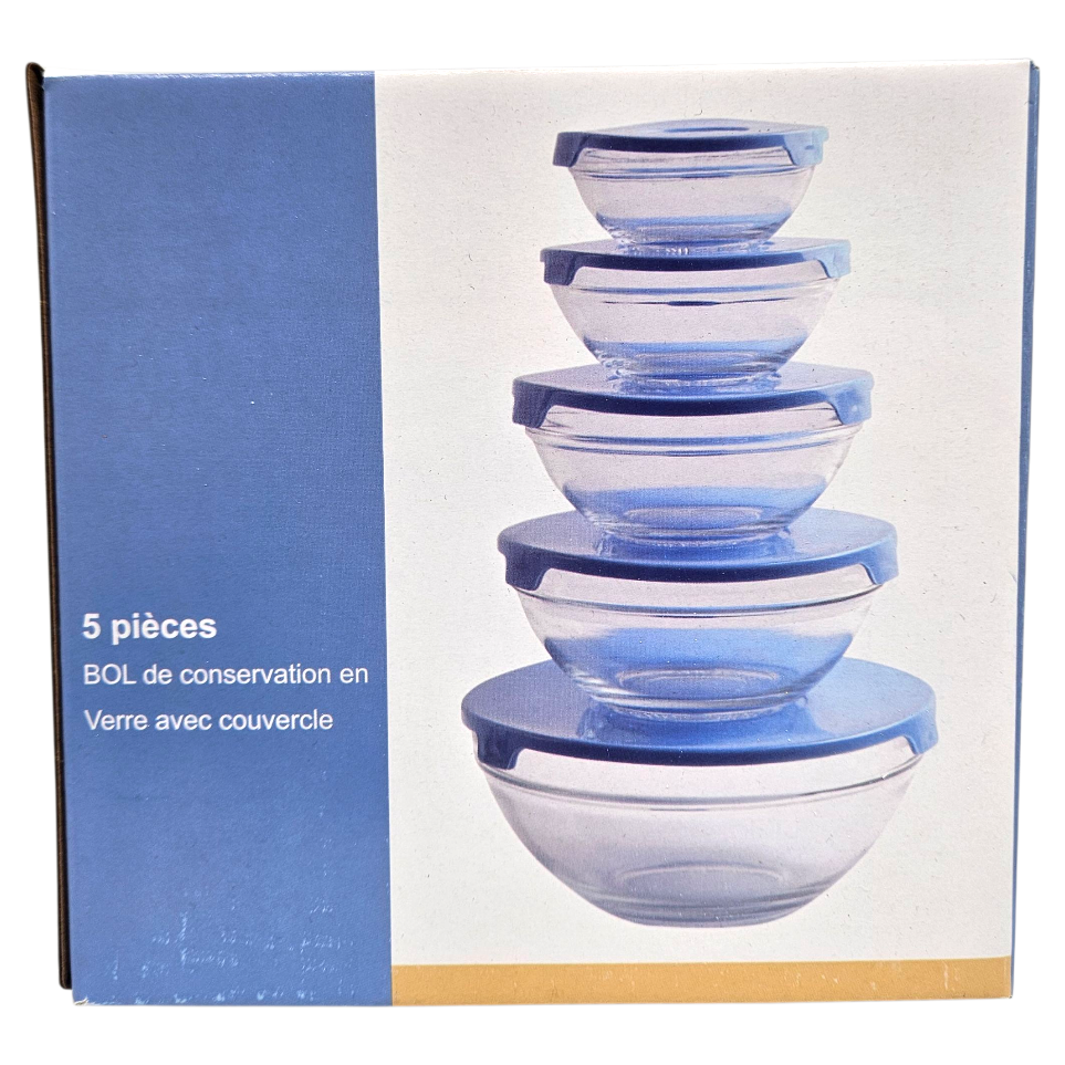 Glassboller med lokk 5pk | Oppbevaring og servering | 3 ass farger