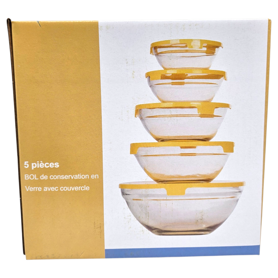 Glassboller med lokk 5pk | Oppbevaring og servering | 3 ass farger