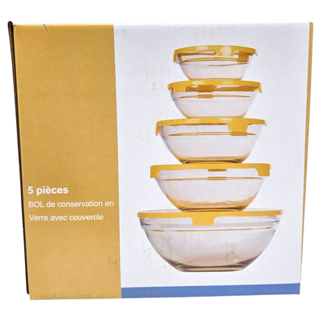 Glassboller med lokk 5pk | Oppbevaring og servering | 3 ass farger