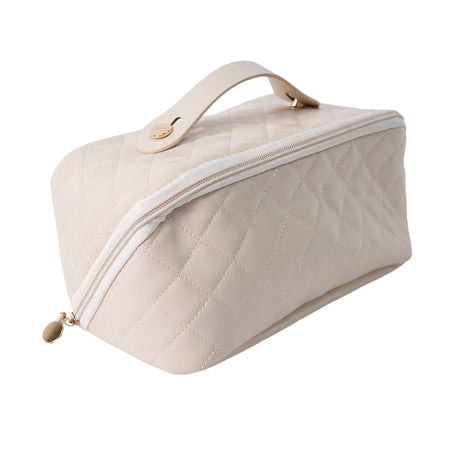 OlsenHome Makeup bag | Beige and black makeup bag with compartments