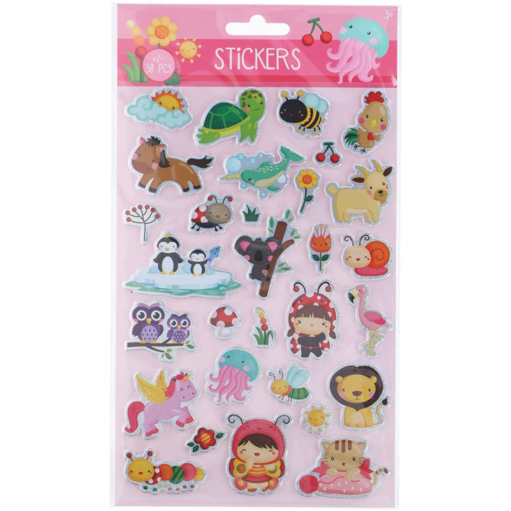 Thick Stickers with Glitter 25x14cm | 6 varieties