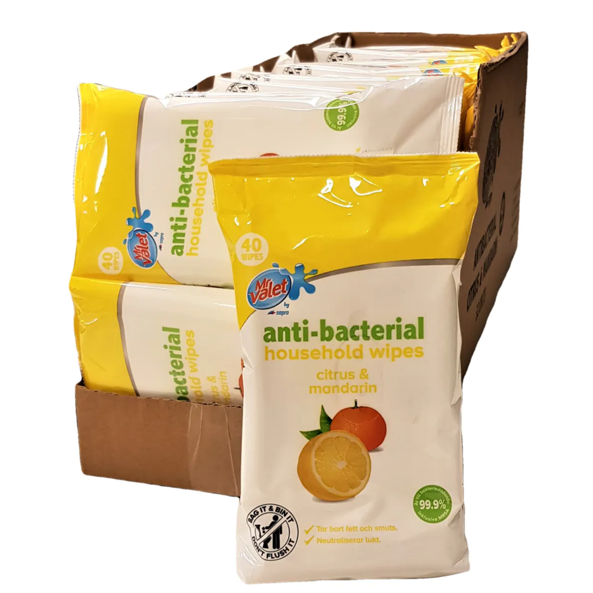Antibakteriell Wipes Citrus & Mandarin 32x40pk | Storpakk