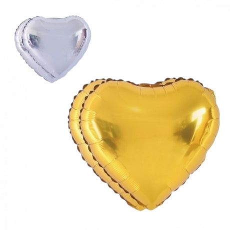 Folieballong Hjerte Gull & Sølv 45cm