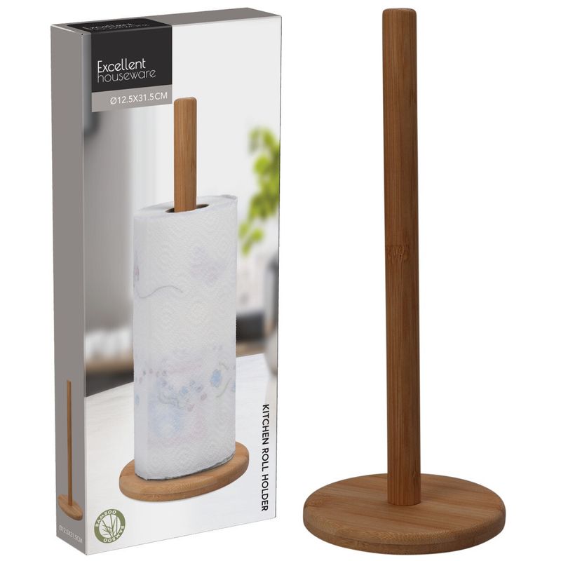 Bamboo kitchen roll holder 12x29.5 cm | Excellent Houseware