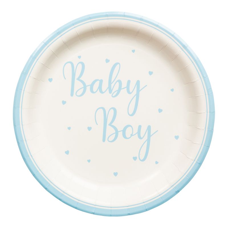 Paper Plate Baby Boy Light Blue/White 23cm 8pcs