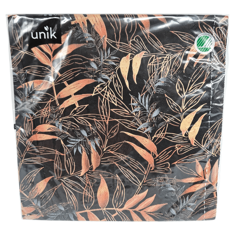 Napkins Black &amp; Gold 20pk 3-ply | Dinner 40x40cm | Unique