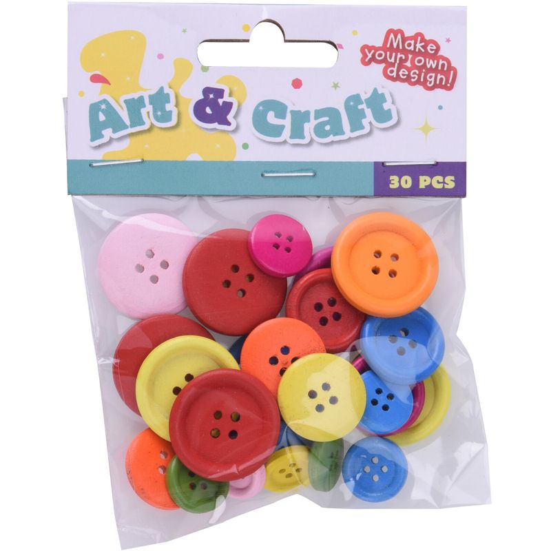 Round Wooden Buttons Mix 30pk | 2asks