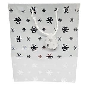 Gavepose snøkrystaller 32x26.5x12cm | Perfekt til jul