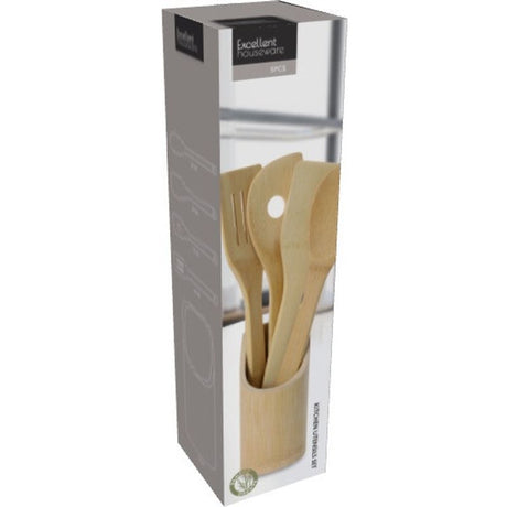 Kjøkkenredskaper i bambus med holder | Excellent Houseware