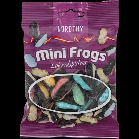 Nordthy Mini Frogs Lakrisdrops 90g | Fylt sukkertøy med lakrispulver
