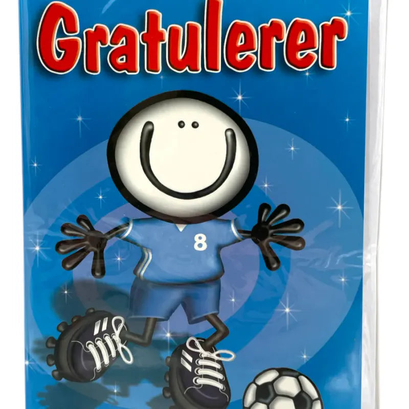 Bursdagskort gratulerer fotballgutt | Med konvolutt