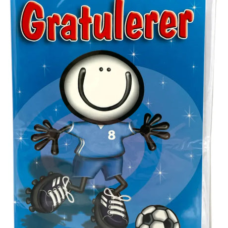 Bursdagskort gratulerer fotballgutt | Med konvolutt