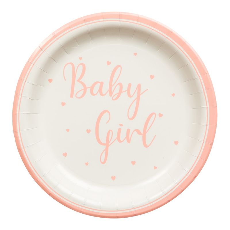 Paper Plate Baby Girl White/Pink 23 cm 8pcs
