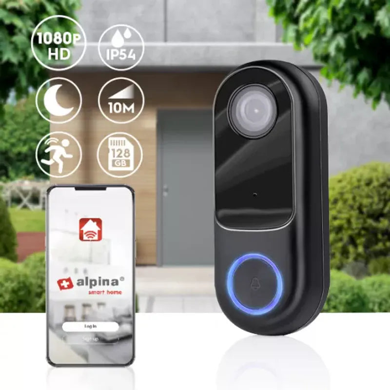 Alpina WiFi Doorbell with 1080p Camera - Full HD and Night
