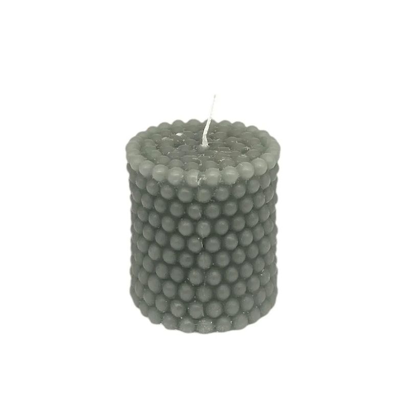Pearl candle antique green 6.5x7.5 cm