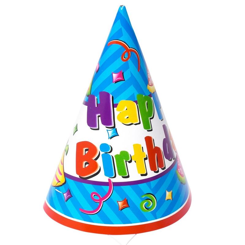 Party hats 6pk Happy Birthday