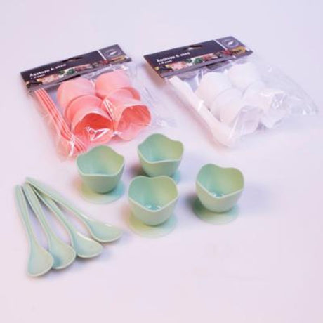 Eggeglass med skje 4pk | Flere farger