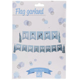 Happy Birthday Flaggbanner Rosa/Blå 3m
