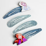 Frozen hair clips 4pk | Glitter clips | Anna and Elsa motif
