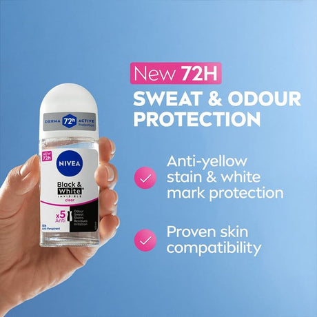 Nivea Deo Black & White Invisible Clear Roll‑On 50ml