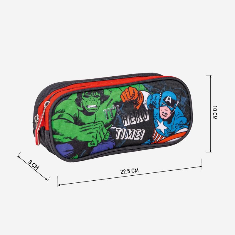 Marvel Pencil Case 2 Compartments | Hulk and Captain America School Pencil Case