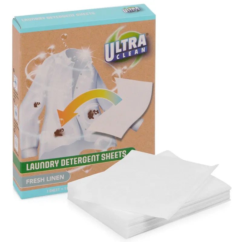 Ultra Clean Vaskemiddelark 20stk | Løselige Ark | Effektiv Klesvask