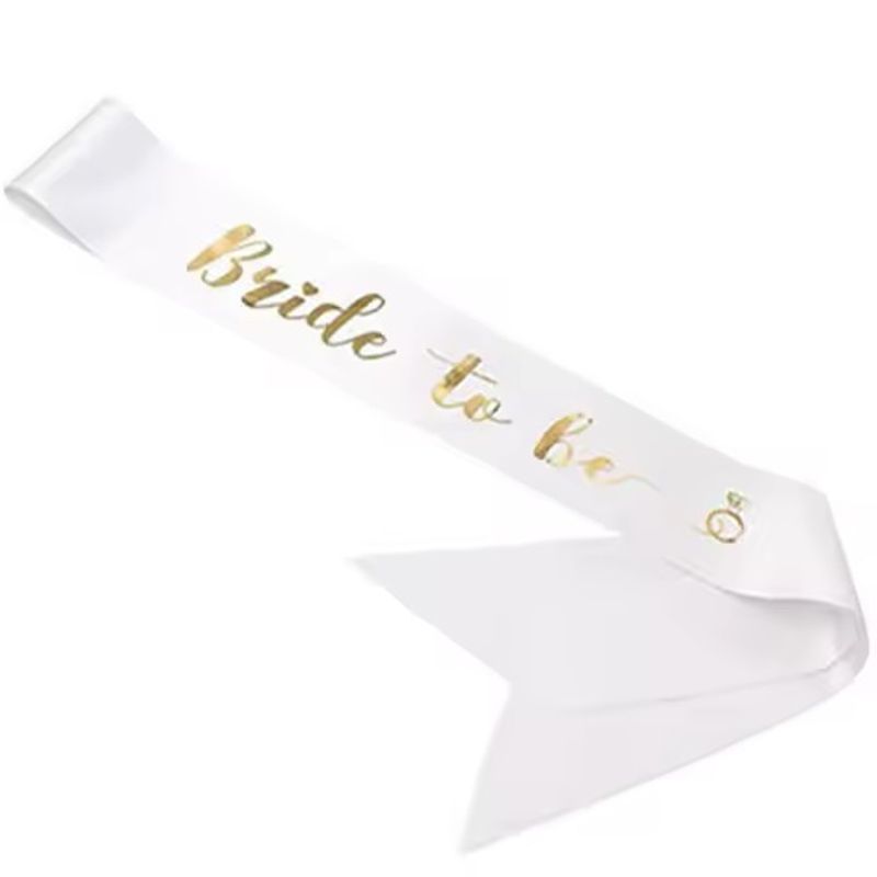 Bride to be ribbon - White &amp; gold