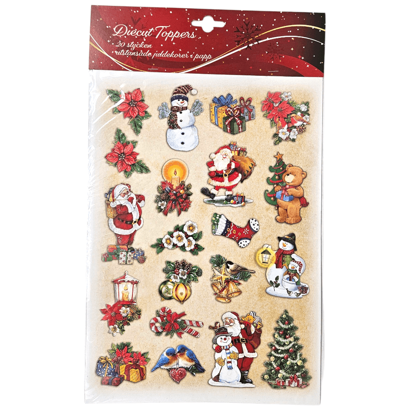 Die-cut Christmas figures in paper with glitter | 20 pcs | 2assorted
