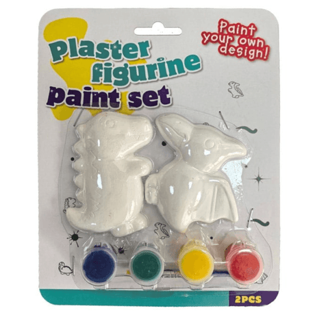 Plaster figures Dinosaurs 2pk with paint and brush | 2 ass
