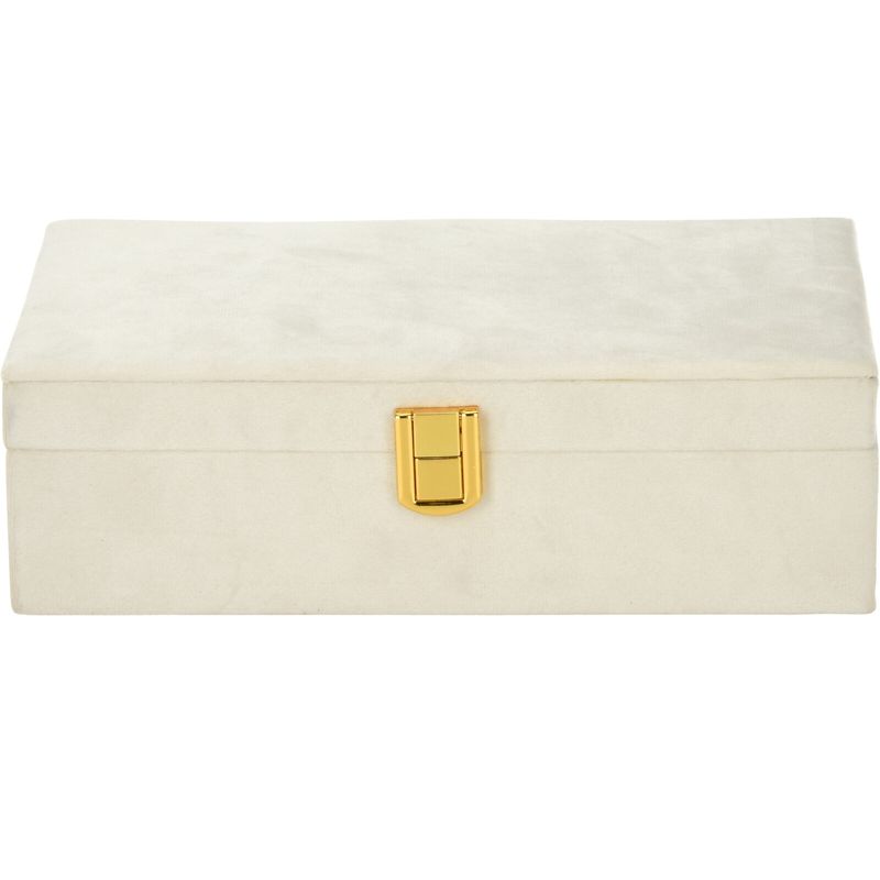 Jewelry Box Velvet 16 Compartments with Mirror | White | Elegant Storage
